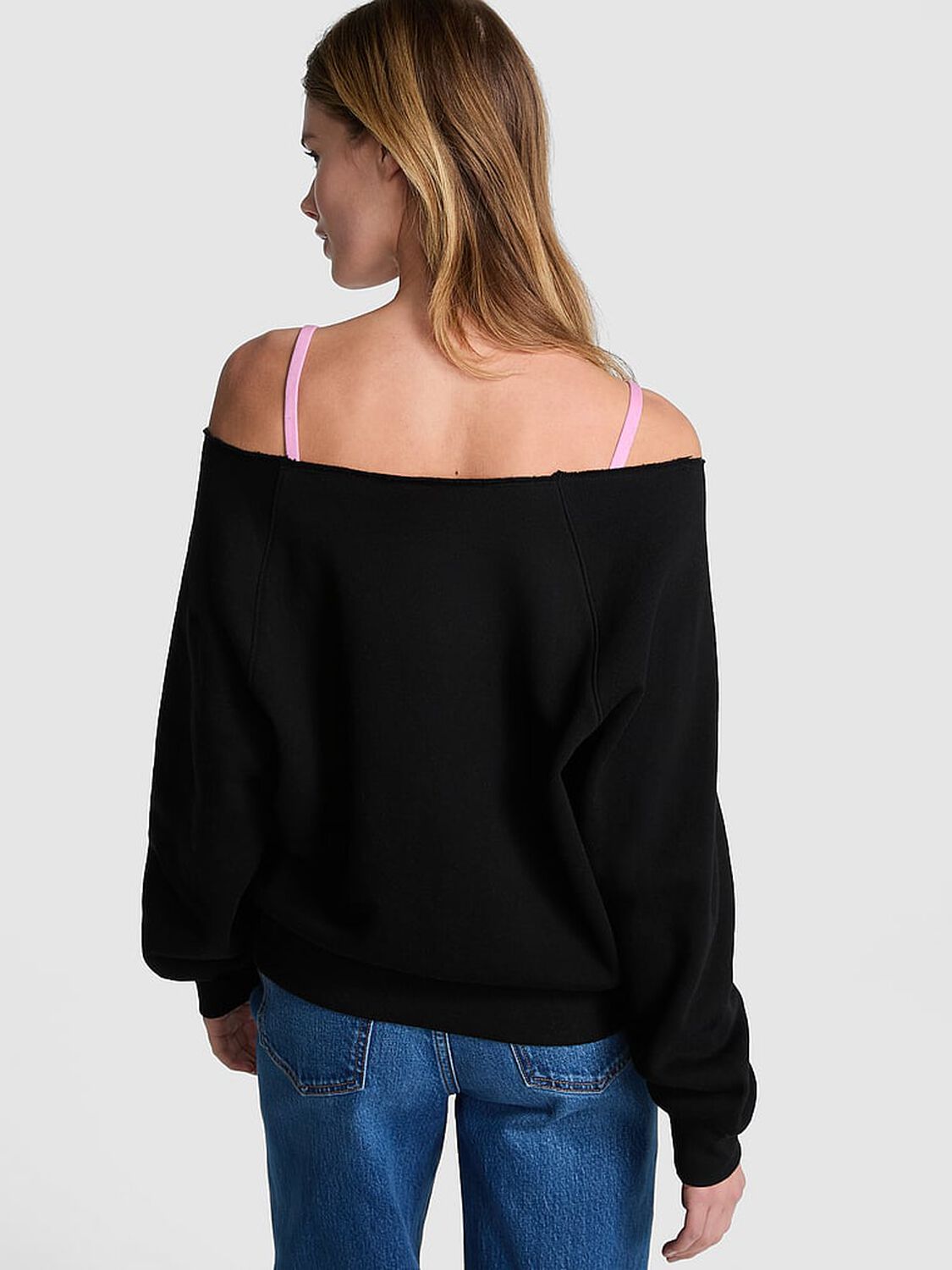 vs Pink Ivy Fleece Off-The-Shoulder Sweatshirt Limited Edition Pure Black Graphic 2 of 2 