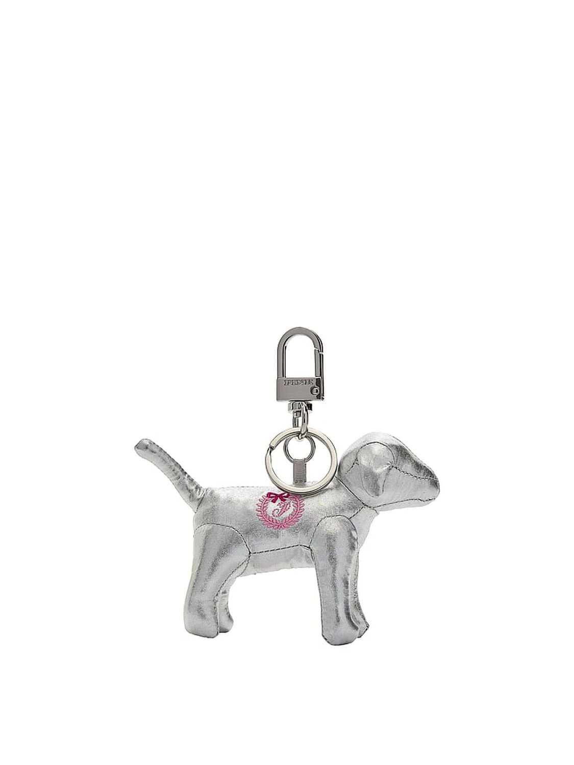 vs Pink Micro Dog Keychain Charm Silver Metallic 1 of 2 