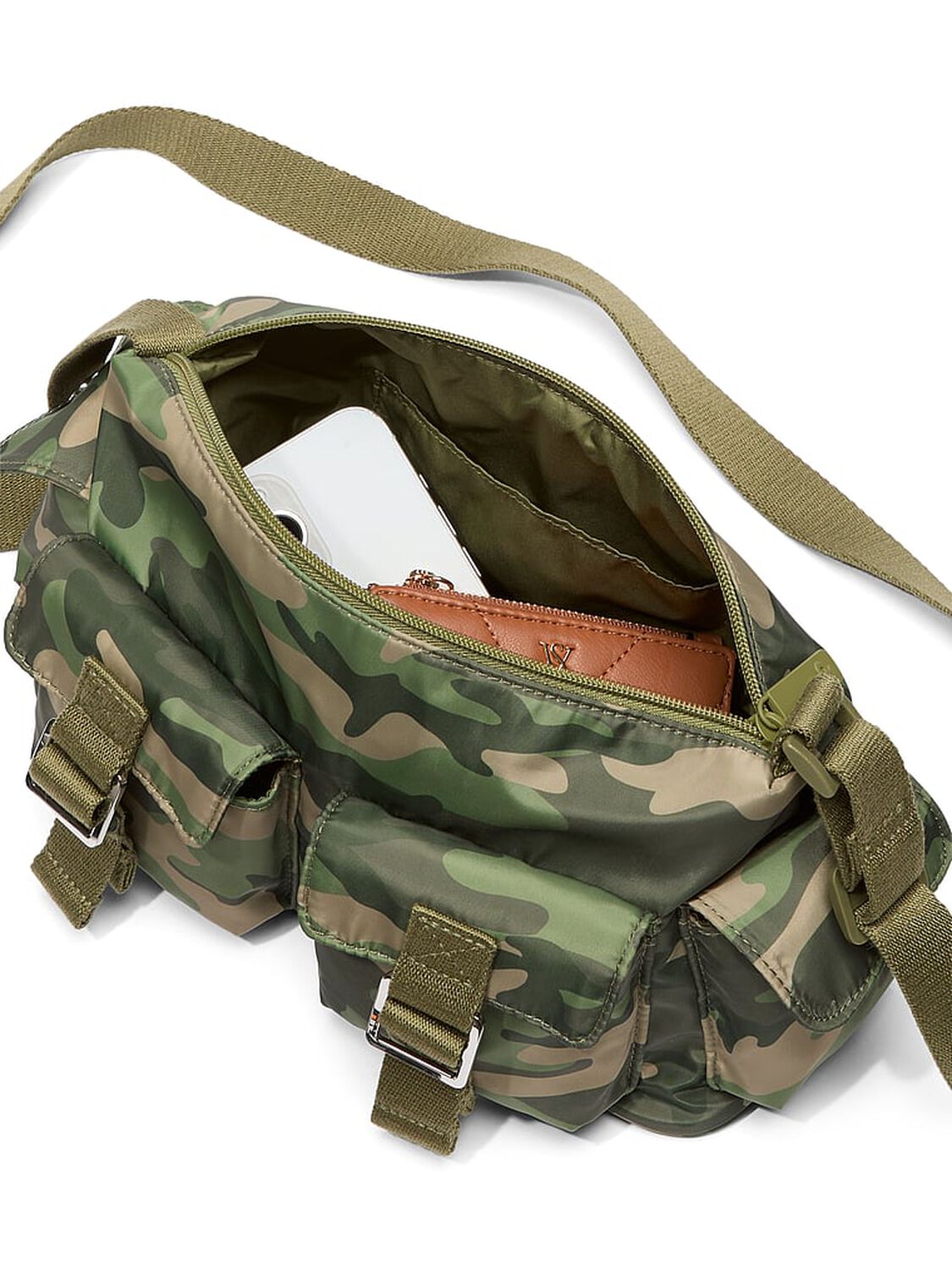 vs Pink Nylon Cargo Shoulder Bag Green Camo 2 of 2 