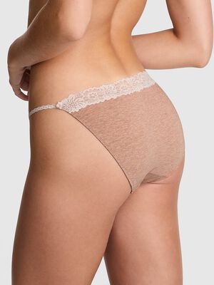 Cotton Lace-Trim String Bikini Panty