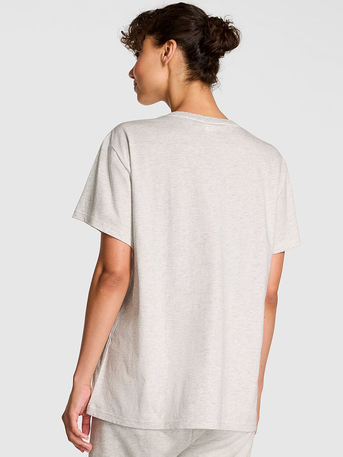 vs Pink Campus Cotton Bling Tee Heathered Snow Woven Shine 2 of 2 