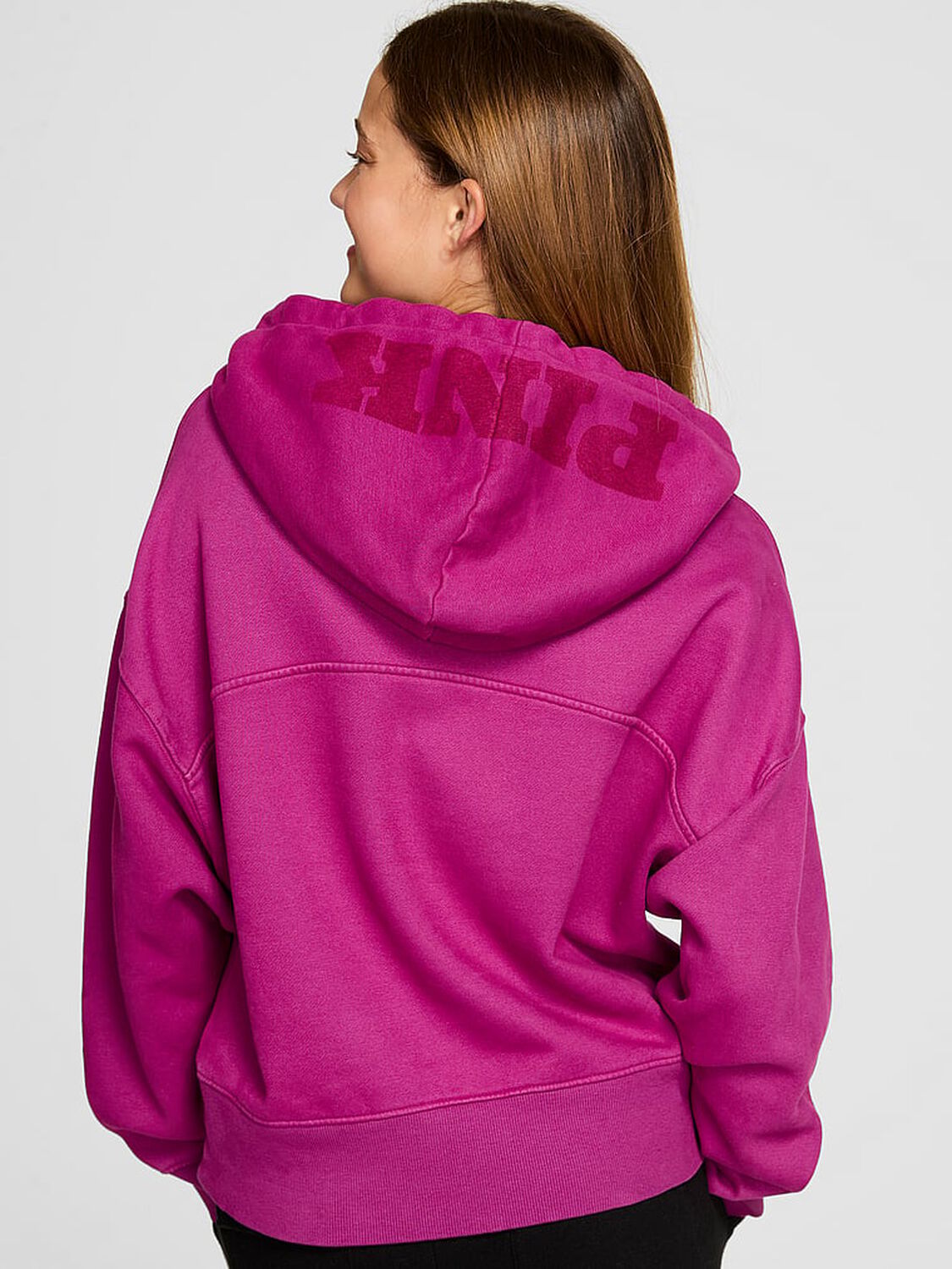 vs Pink Luxe Fleece Hoodie Magenta Rose 2 of 2 