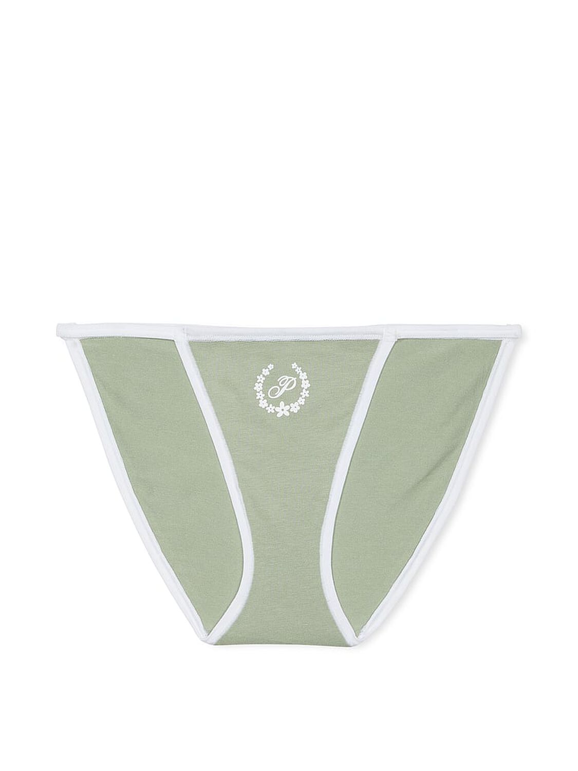 vs Pink Cotton String Bikini Panty Green Garden P Laurel Graphic 1 of 2 