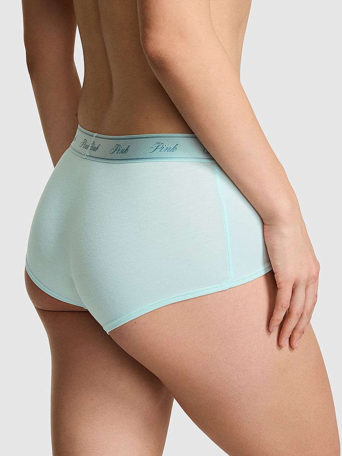 vs Pink Logo Cotton Boyshort Panty Spray Blue 2 of 3 