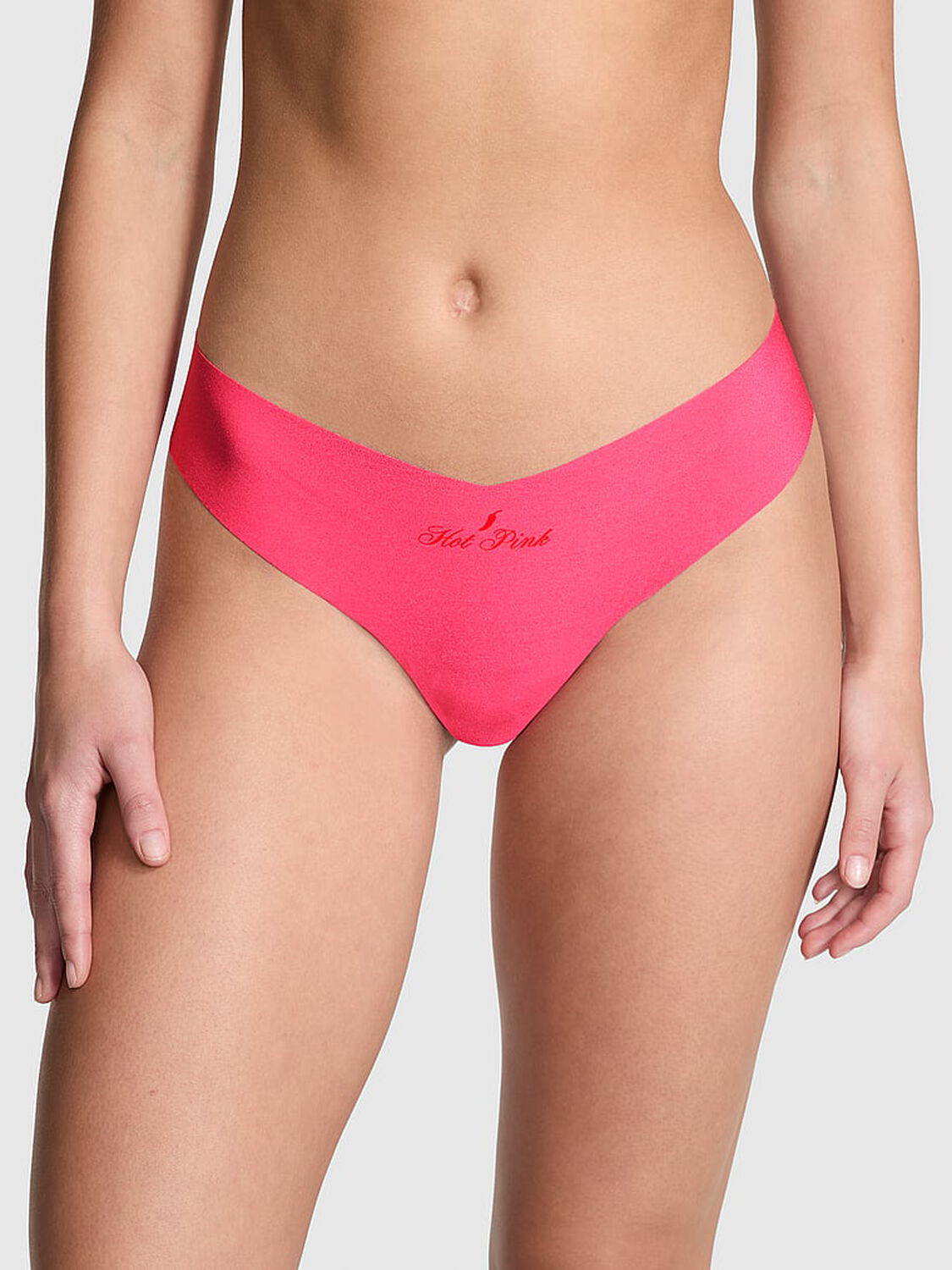 vs Pink No-Show Thong Panty Hot Pink Vday Graphic 1 of 3 