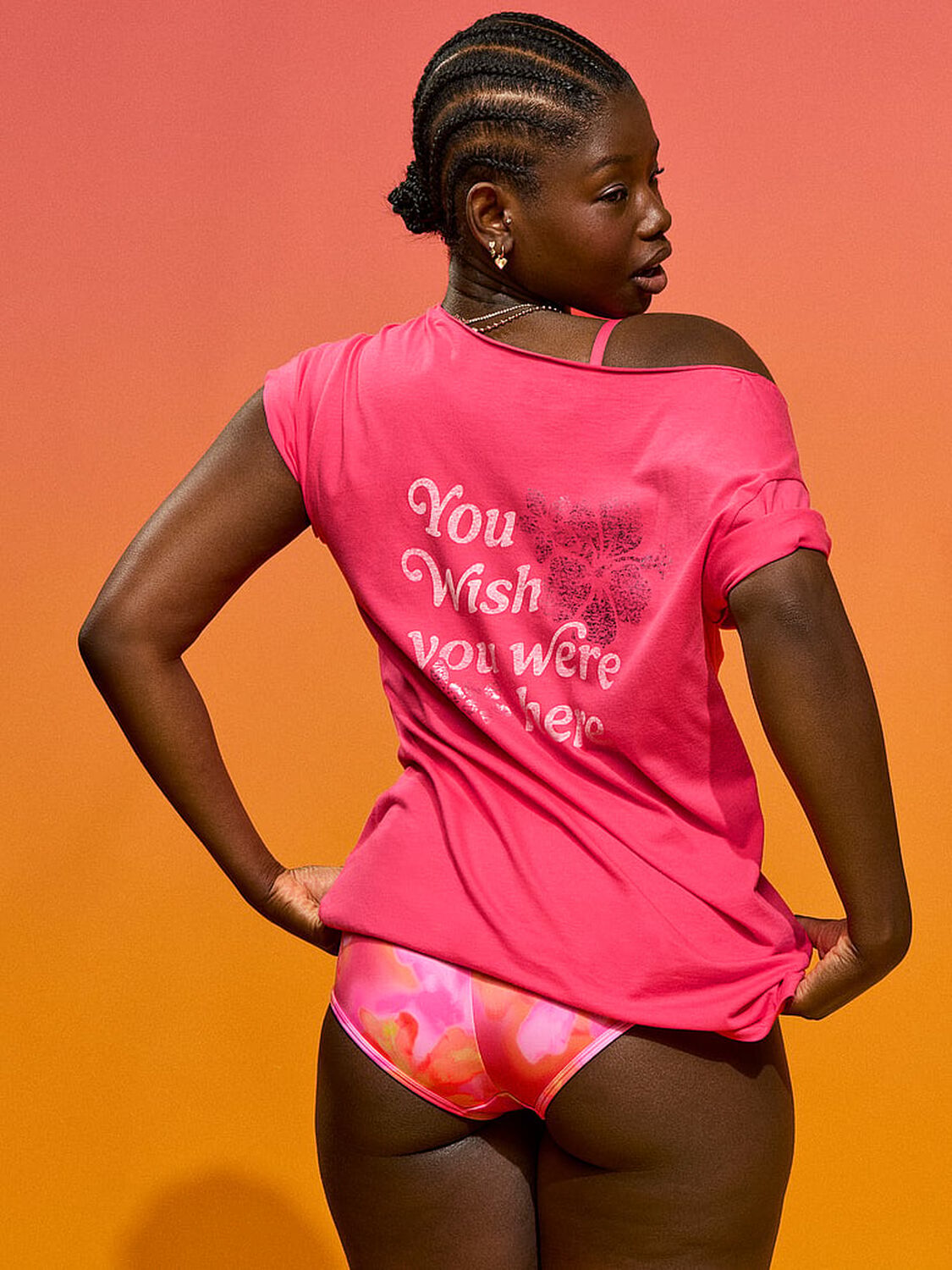 pink Pink Campus Cotton&trade; Off-The-Shoulder Tee Candy Pink 4 of 4 
