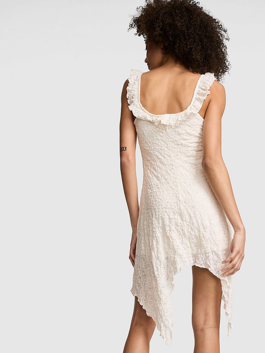vs Pink Handkerchief-Hem Midi Dress Winter White 2 of 3 