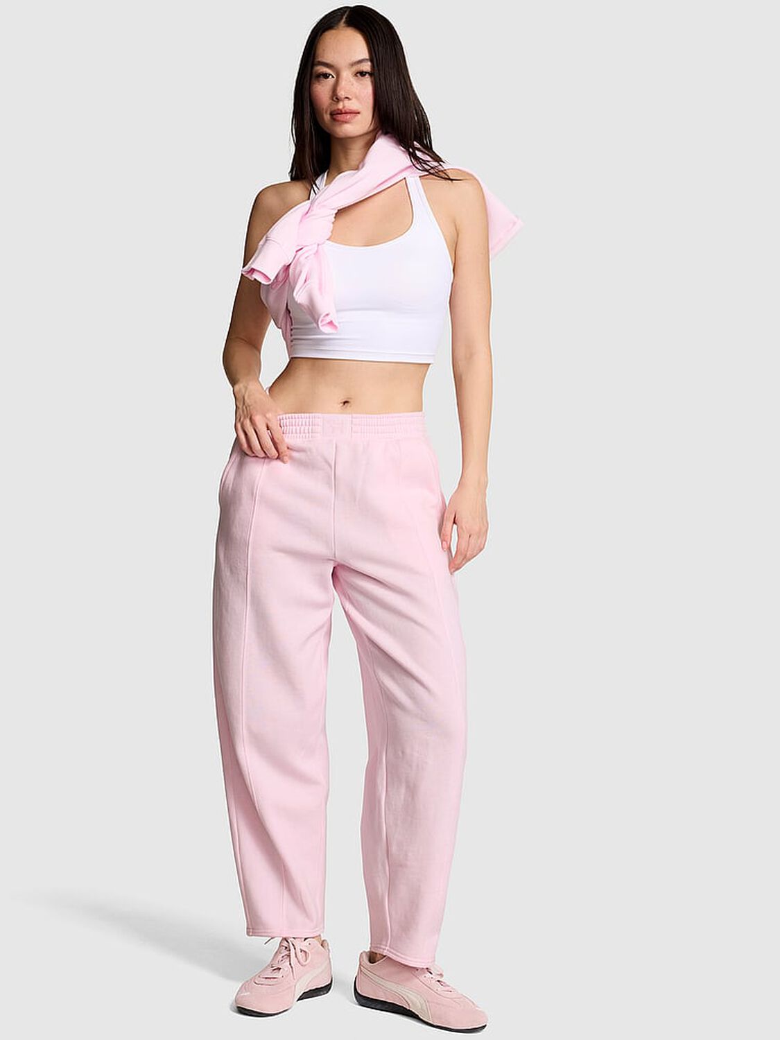 vs Pink Campus Fleece&trade; Seamed Barrel Sweatpants Pink Tulip 1 of 3 