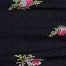 Cotton Dorm Boyshort Panty, Noir Navy Rose Print with Noir Navy Lace, swatch