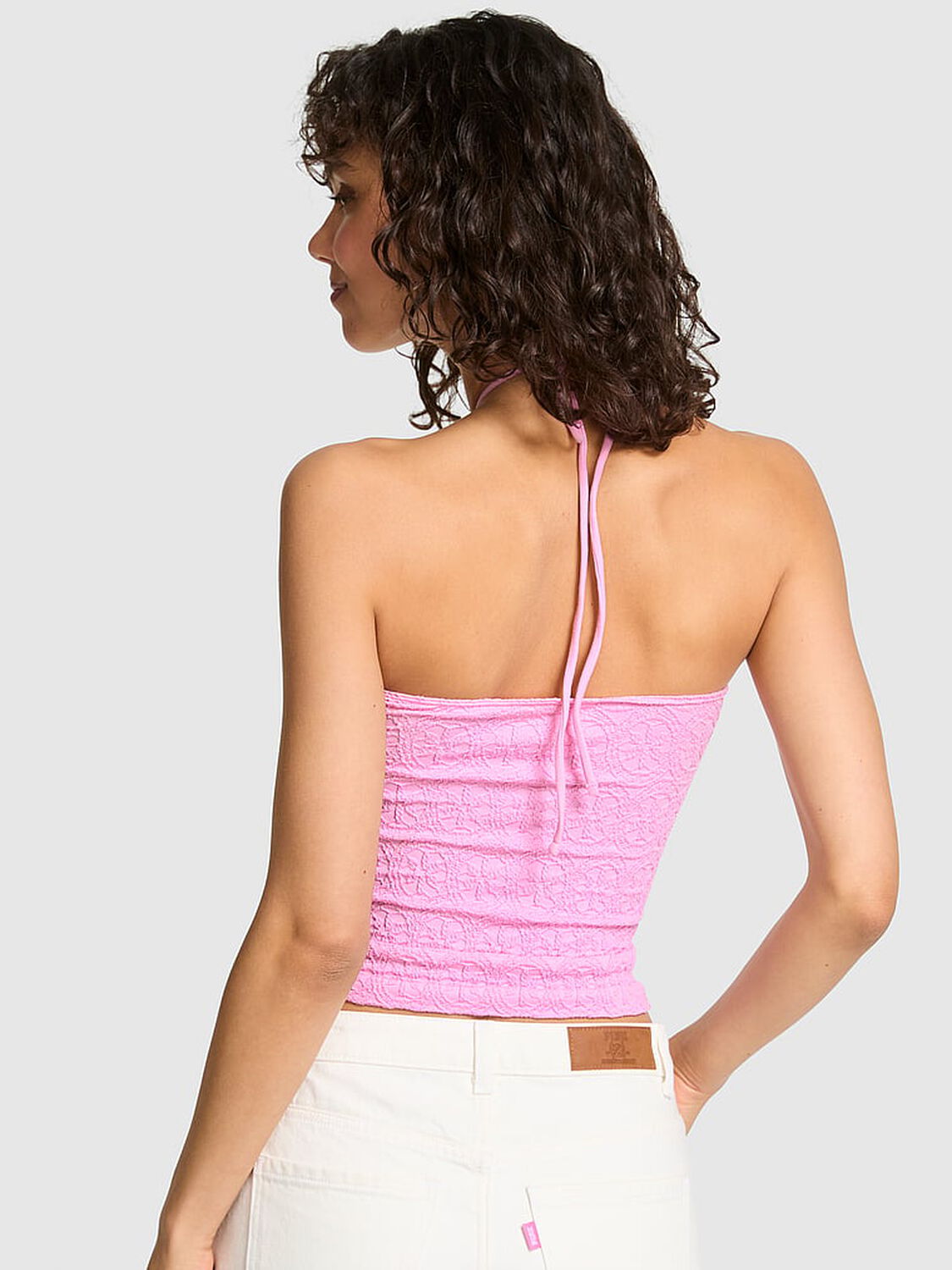 vs Pink Floral Jacquard Halter Top Pink Lollipop 2 of 3 