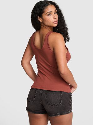Relaxed Rib Button-Down Tank Top