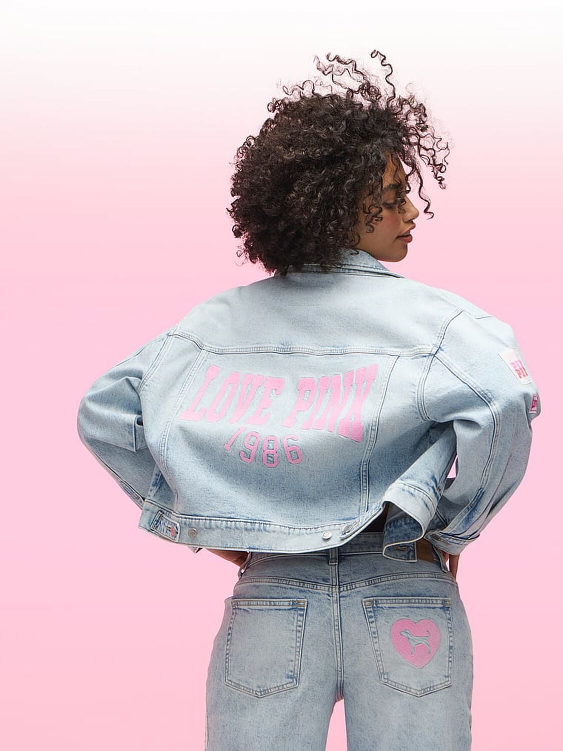 vs Pink Denim by PINK Boyfriend Trucker Jacket Light Wash 4 of 4 