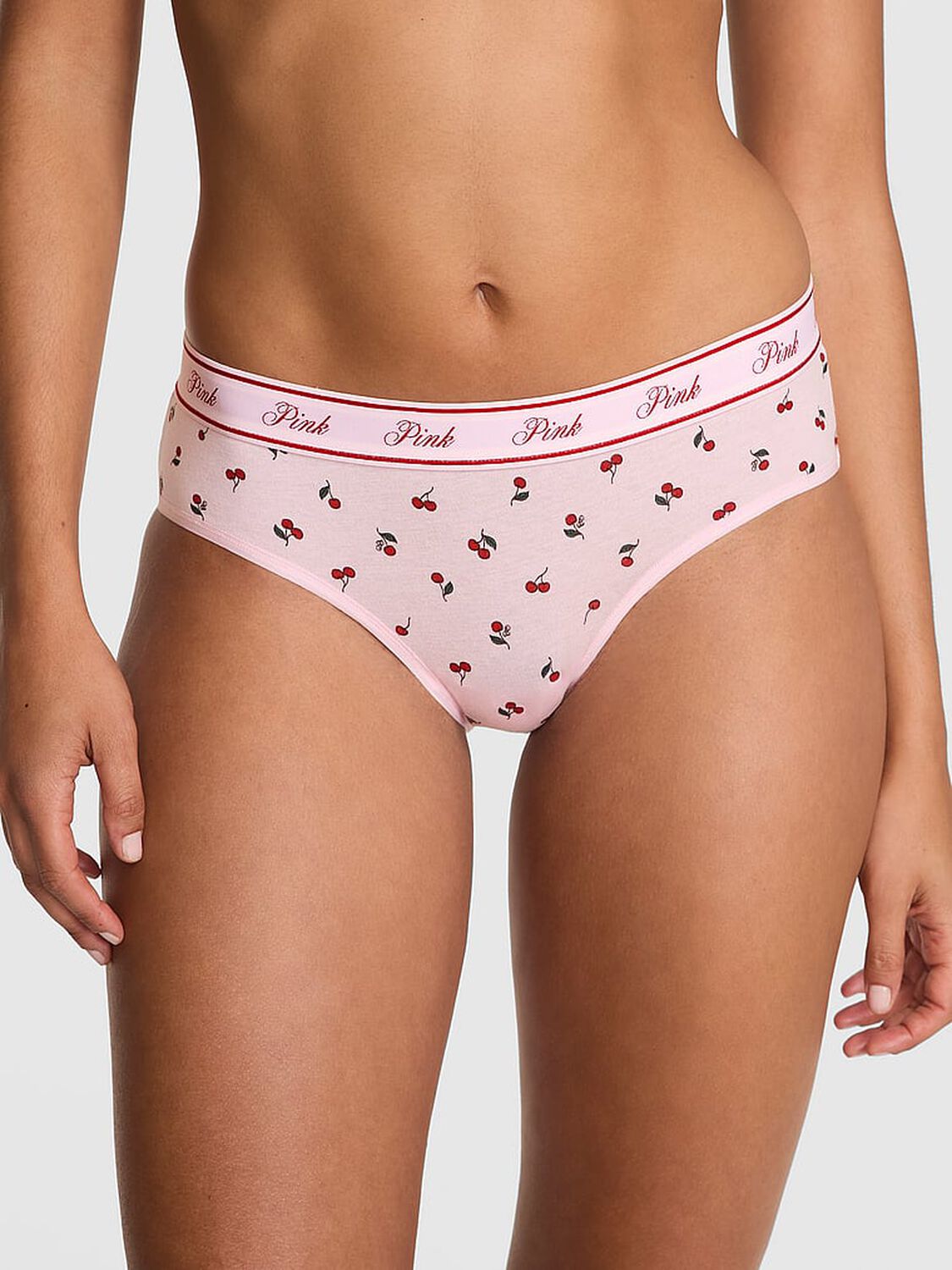 pink Pink Logo Cotton Hiphugger Panty Pink Tulip Cherry Print 1 of 4 