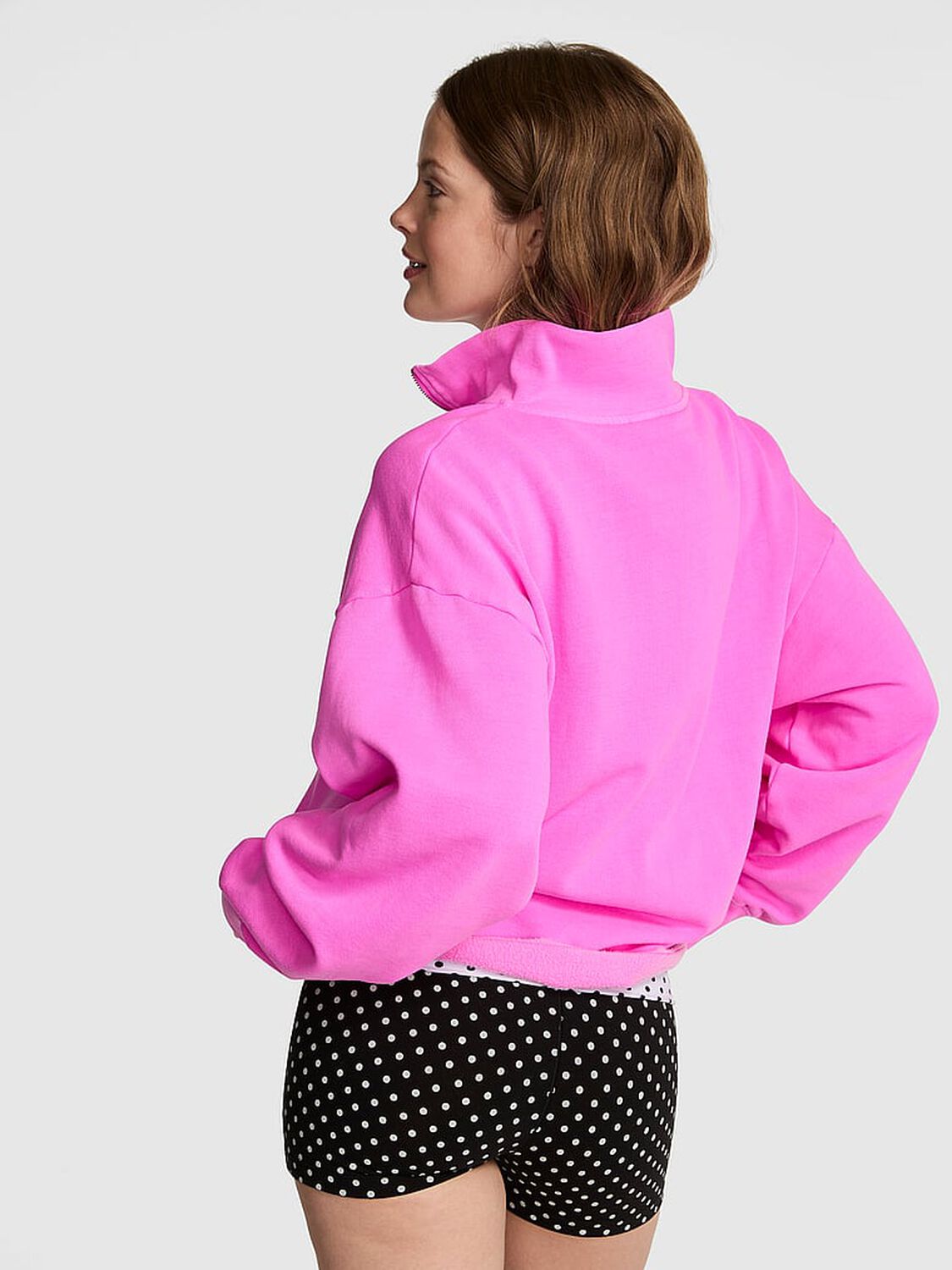 vs Pink Campus Fleece&trade; Quarter-Zip Straight-Cut Sweatshirt Pink Berry 2 of 4 