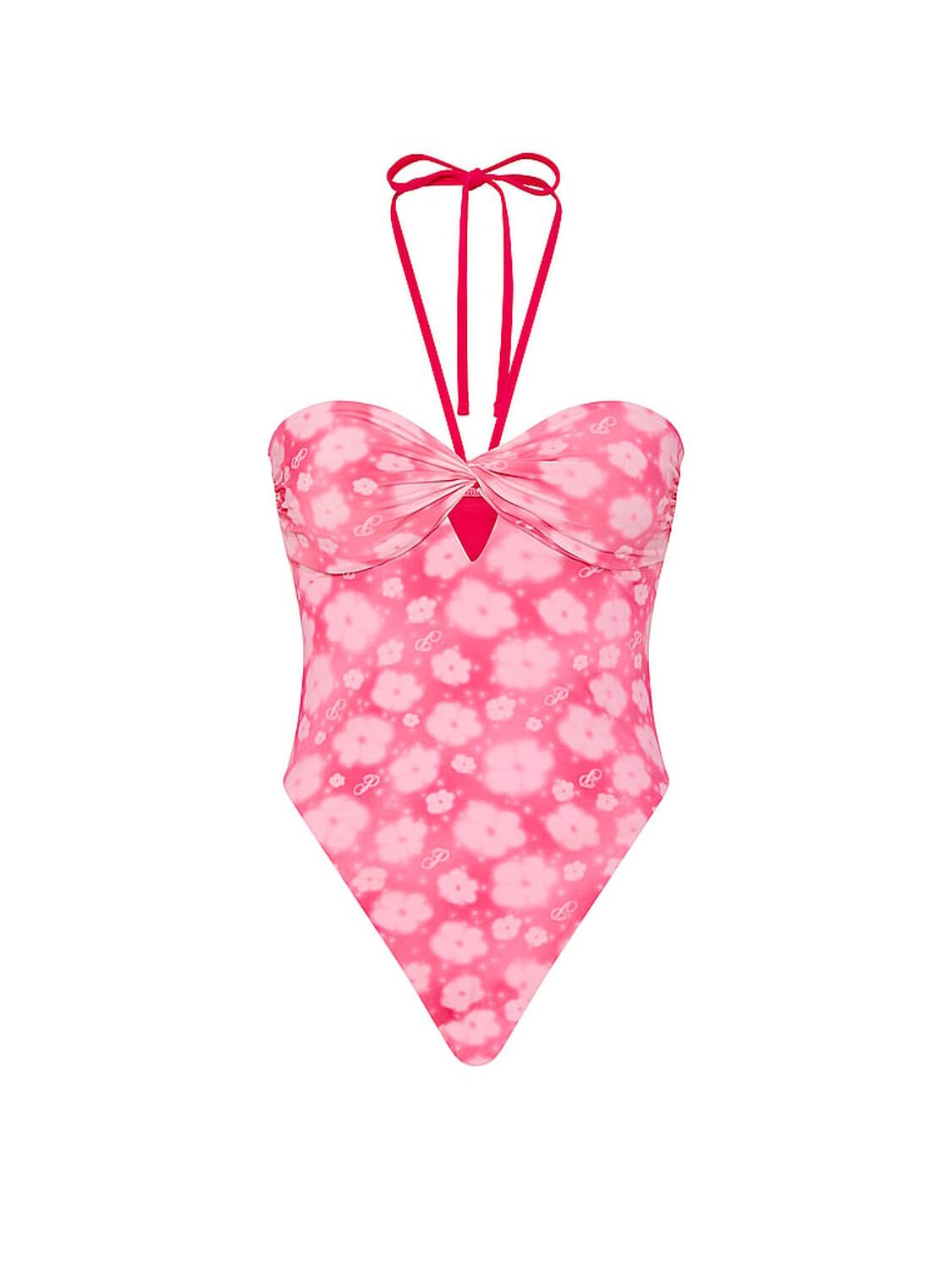 vs Pink Swim Strapless Cut-Out One-Piece Swimsuit Spray Floral 3 of 4 