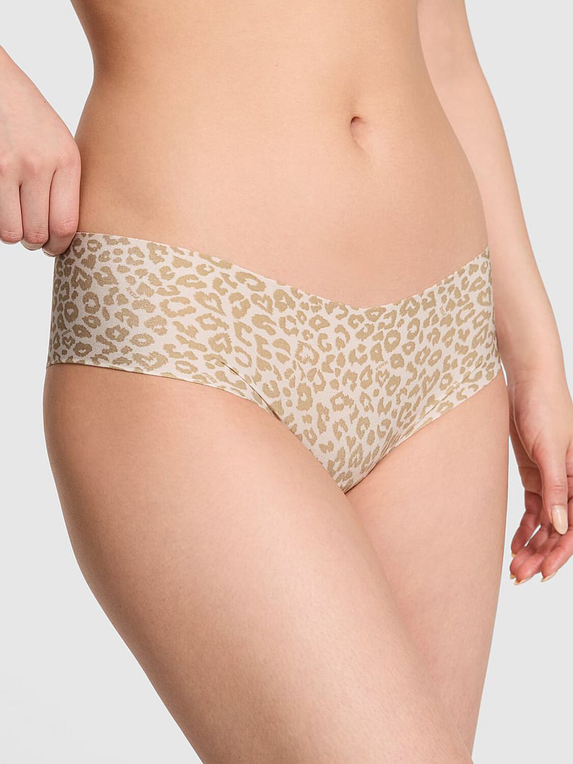 vs Pink No-Show Cheeky Panty White Shell Leopard Print 1 of 3 