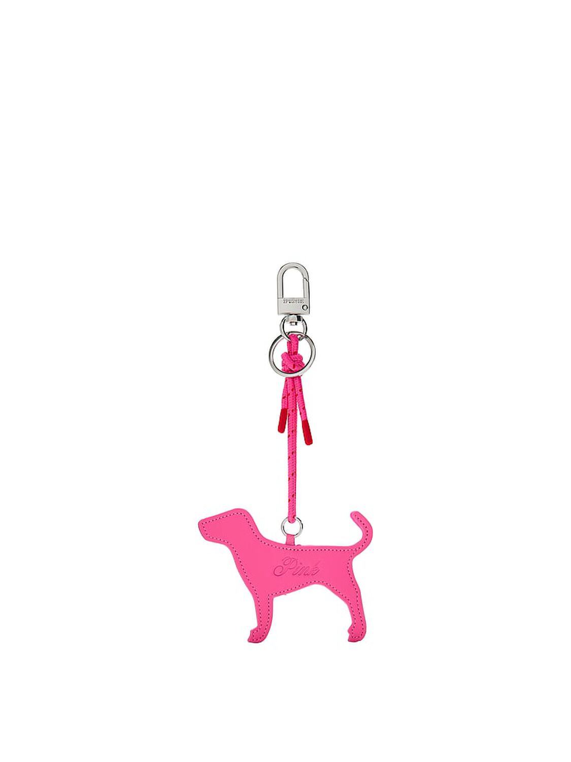 vs Pink Corded Dog Keychain Charm Pink Twirl 1 of 2 