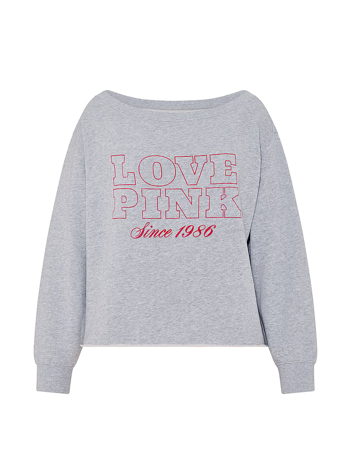 vs Pink Campus Fleece&trade; Rib Off-The-Shoulder Sweatshirt Medium Heather Grey 3 of 4 