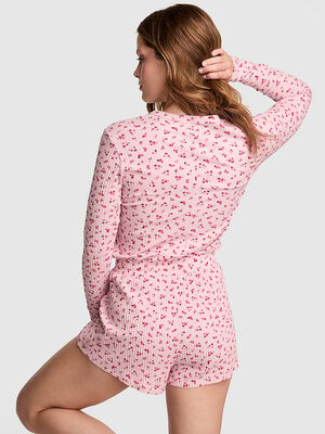 Wide-Ribbed Drawstring Romper