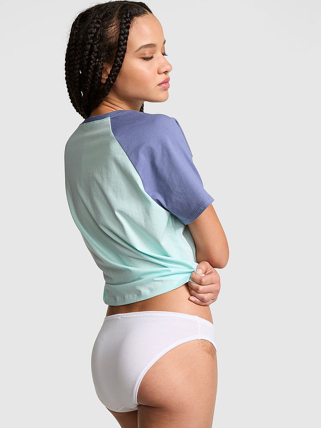 vs Pink Cotton Raglan Sleep Tee Spray Blue & Dusty Iris 2 of 3 