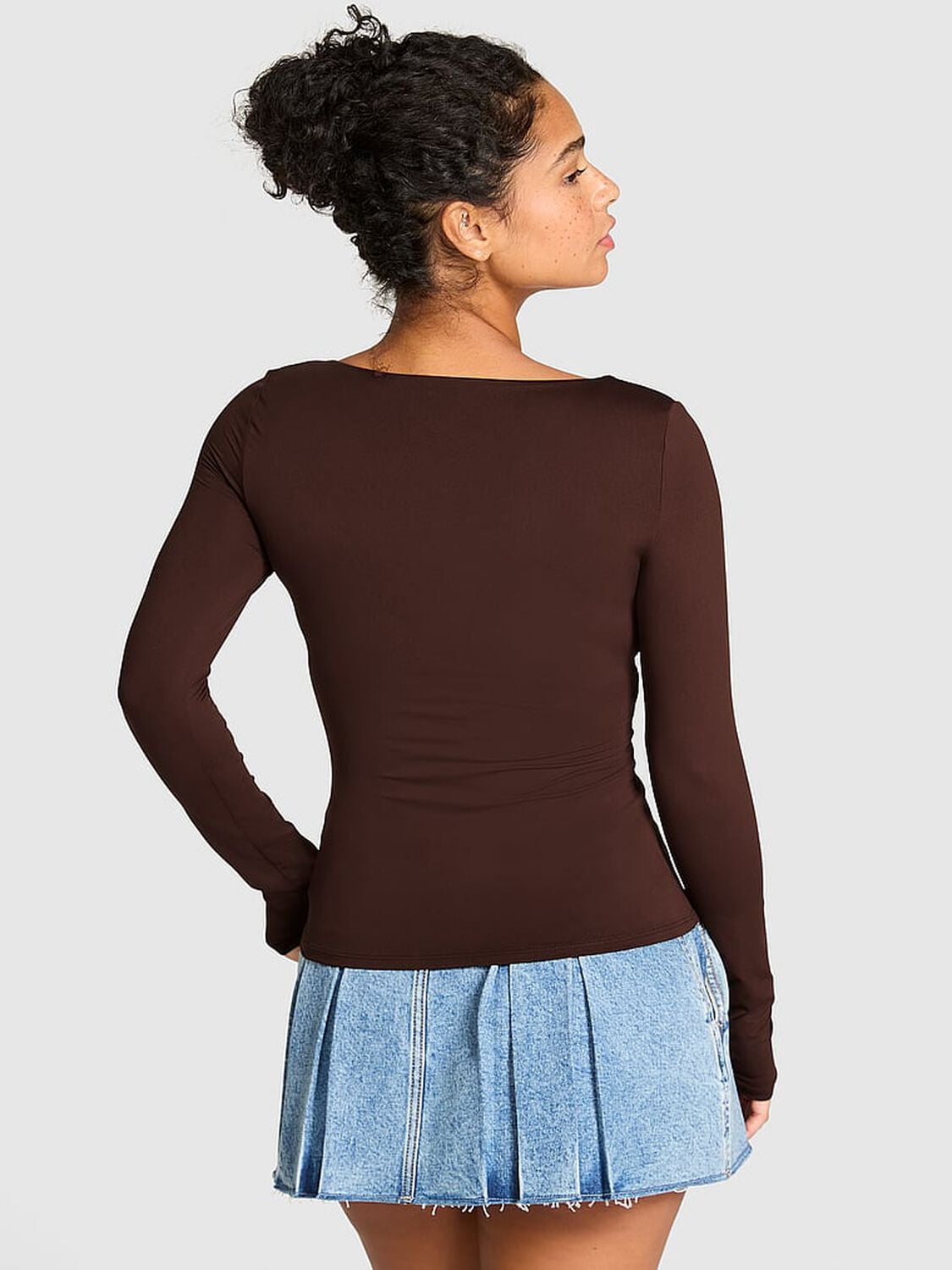 pink Pink Base Stretch Ruched Long-Sleeve Tee Ganache 2 of 2 