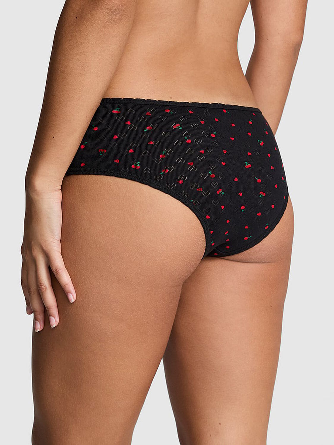 vs Pink Cotton Cheeky Panty Black Cherry Heart Print 2 of 3 