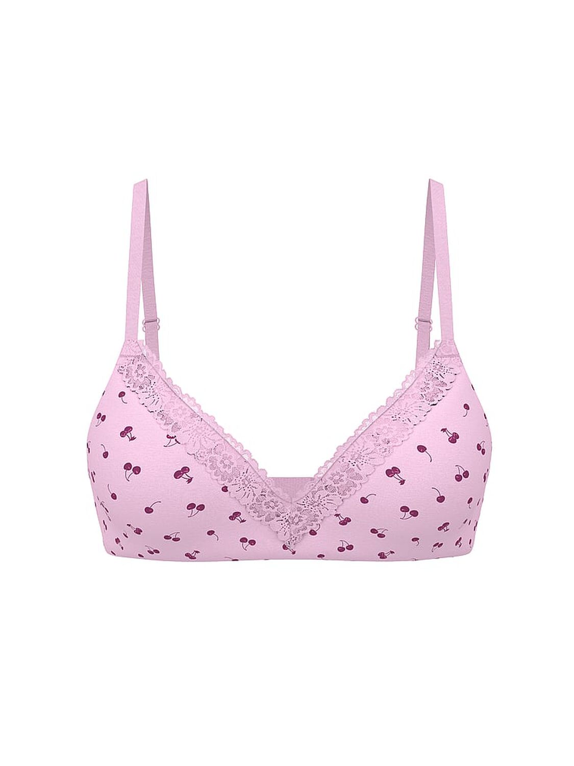vs Pink Wear Everywhere Wear Everywhere Lightly Lined Wireless Bra Hushed Lilac Cherry Print 3 of 3 