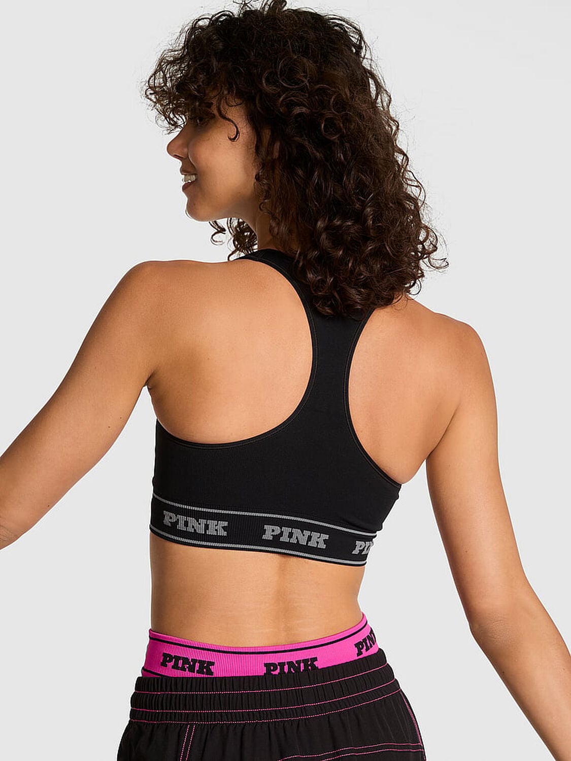 pink Pink Seamless Reversible Sports Bra Pure Black Rose Print 2 of 3 