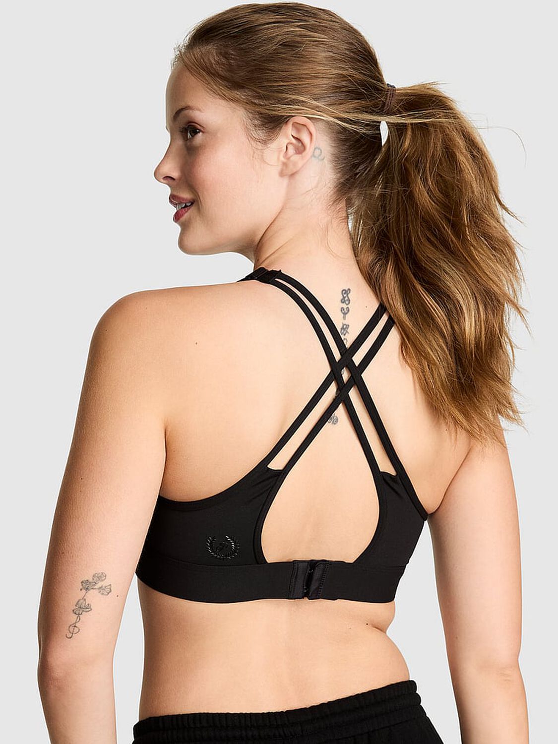 vs Pink Relay Strappy Medium-Support Sports Bra Pure Black 2 of 2 