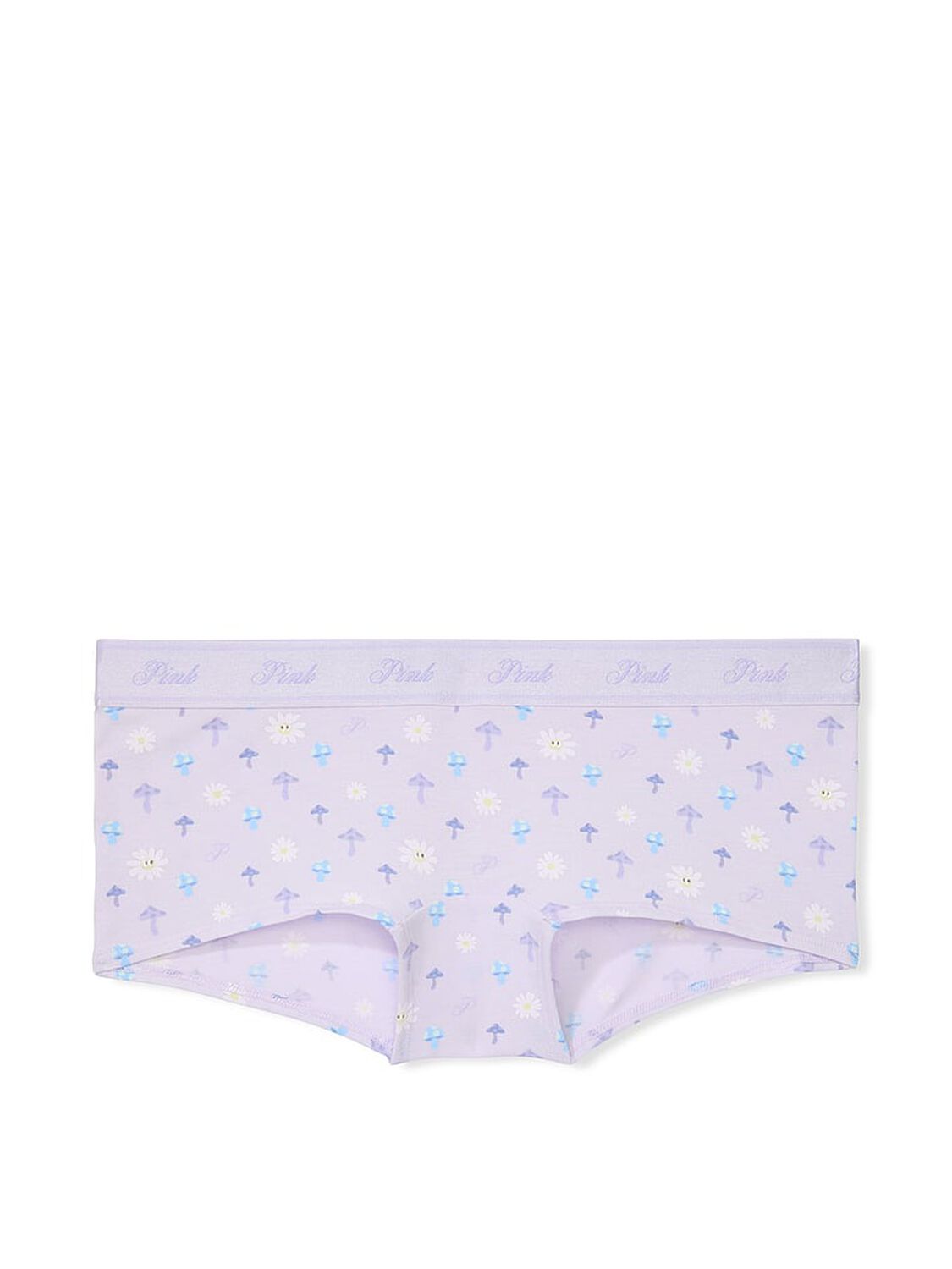 vs Pink Logo Cotton Shine Boyshort Panty Purple Whisper Mushroom Print 1 of 3 