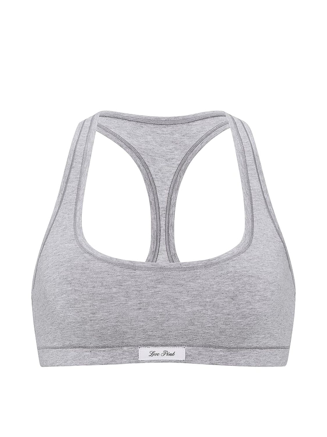 vs Pink Cotton Dorm Unlined Racerback Bralette Heather Grey 3 of 4 