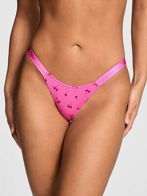 Logo Cotton High-Leg Micro Thong Panty