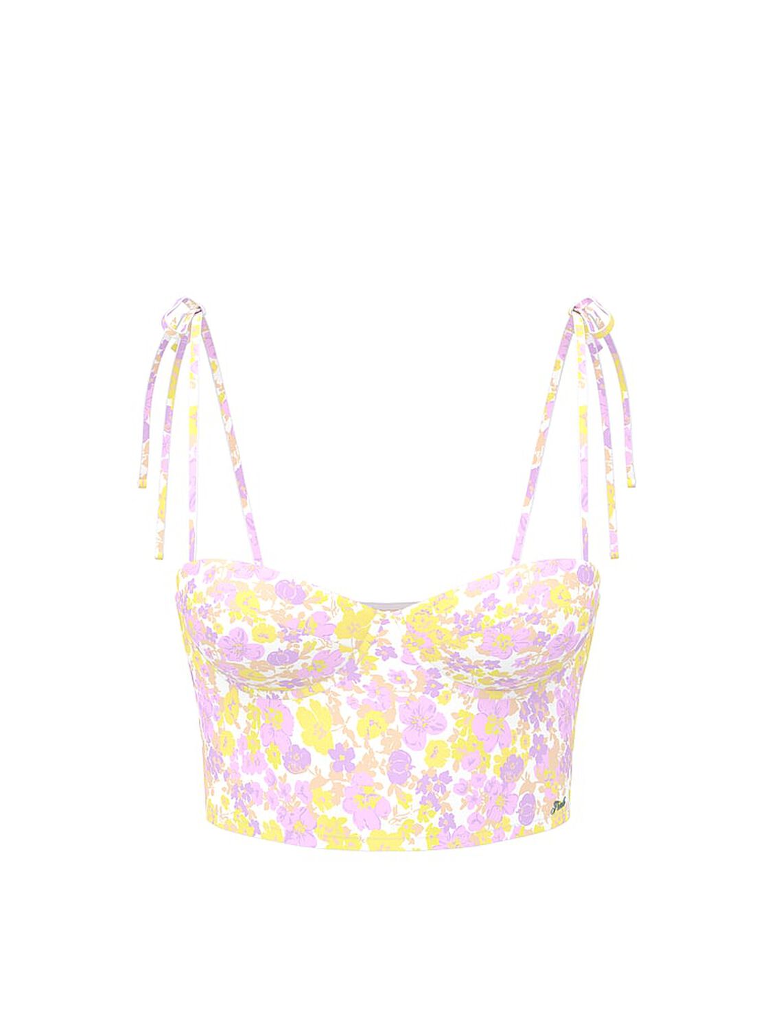vs Pink Swim Bow-Strap Push-Up Tankini Top Layered Floral 3 of 3 