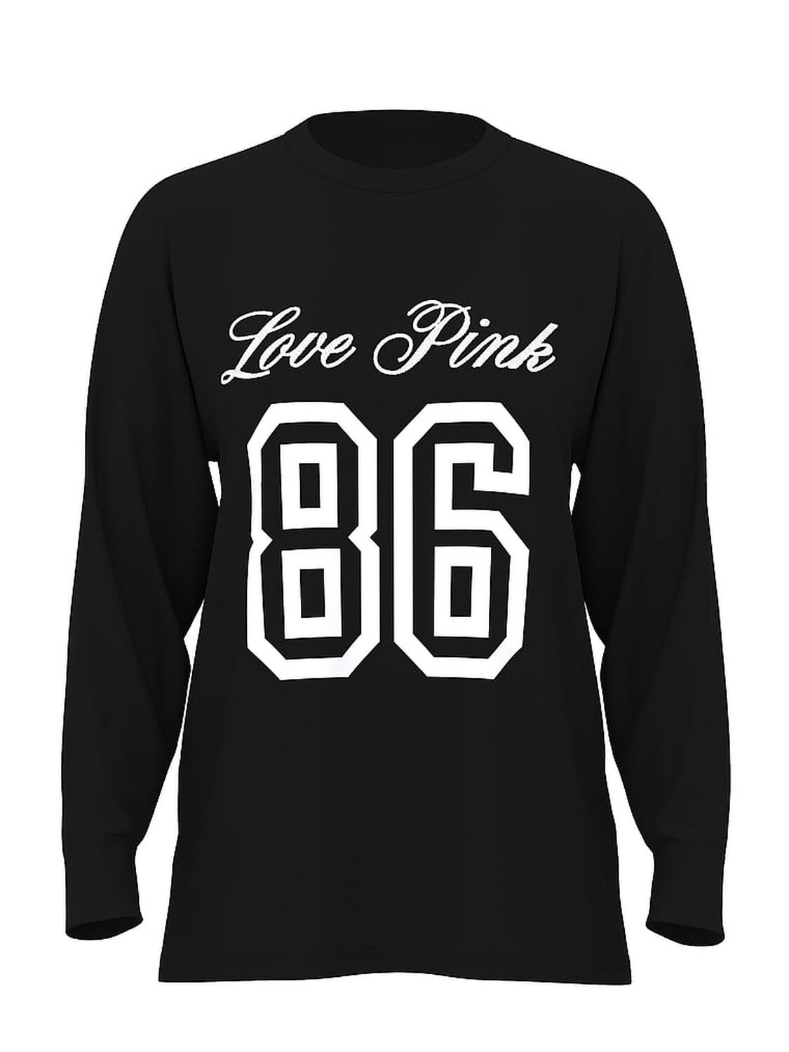 vs Pink Campus Cotton&trade; Long-Sleeve Tee Pure Black 3 of 3 