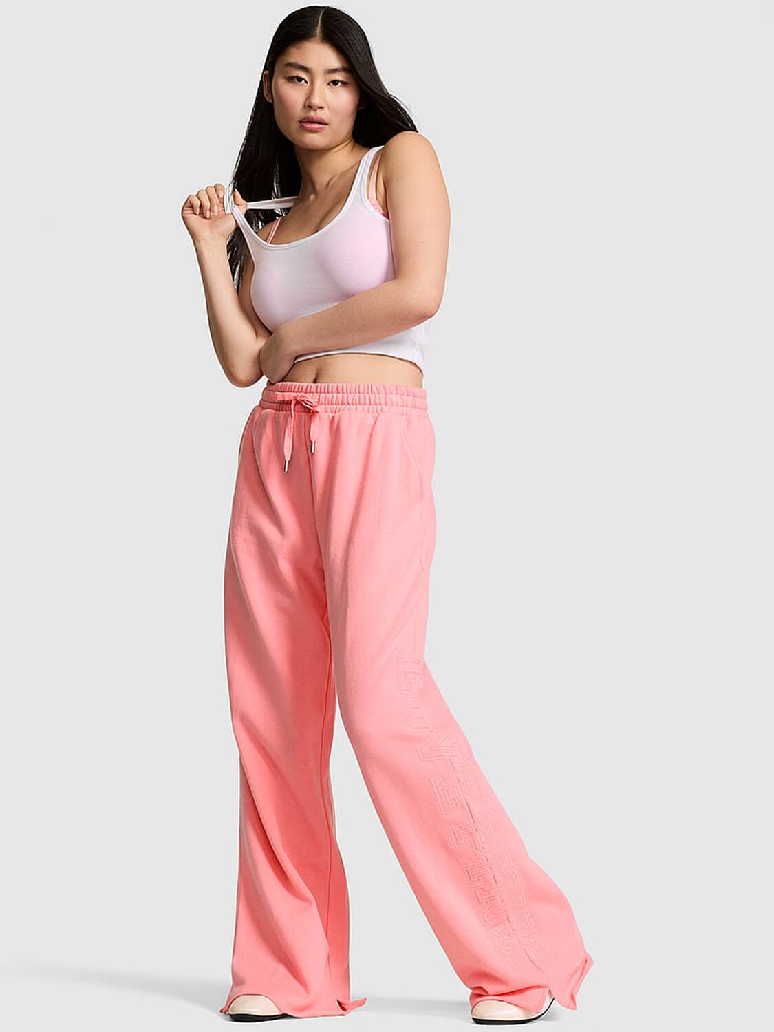 pink Pink Campus Fleece&trade; Wide-Leg Split-Hem Sweatpants Pink Sky 1 of 3 