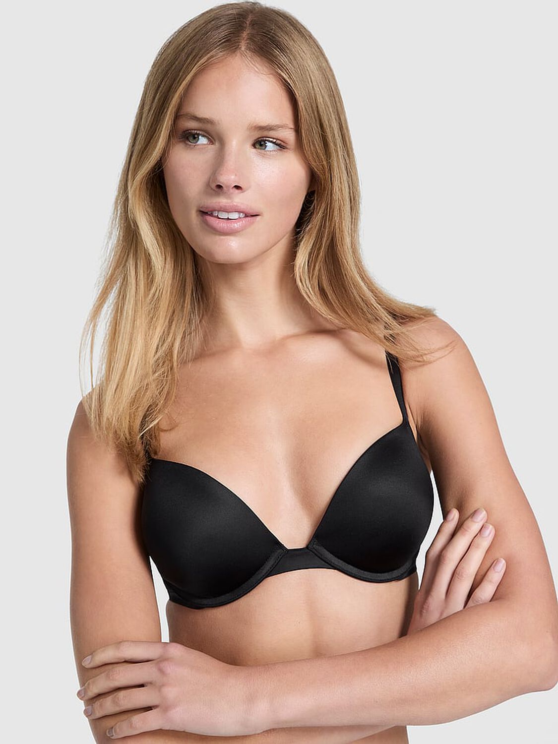vs Pink Wear Everywhere Wear Everywhere Super Push-Up Bra Black 1 of 3 