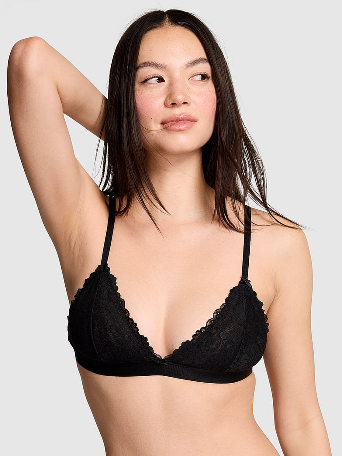 vs Pink Wink PINK Wink&trade; Unlined Triangle Bralette Black 1 of 3 