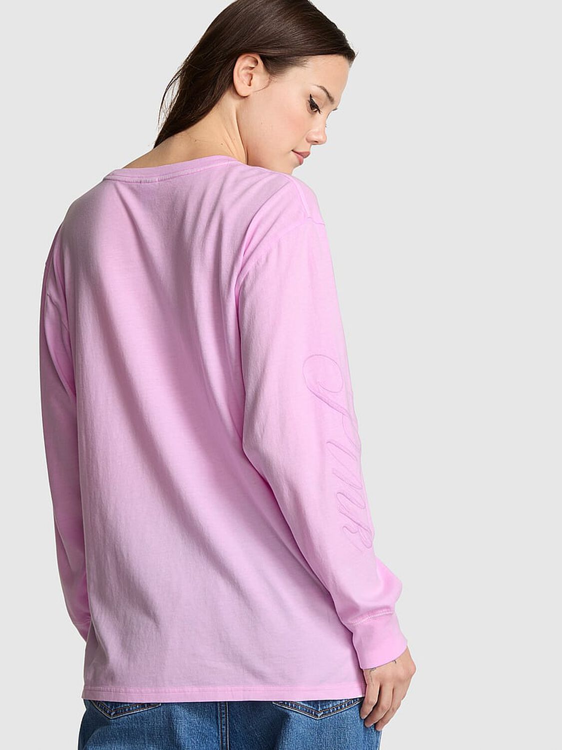 vs Pink Campus Cotton Long-Sleeve Tee Hushed Lilac 2 of 2 