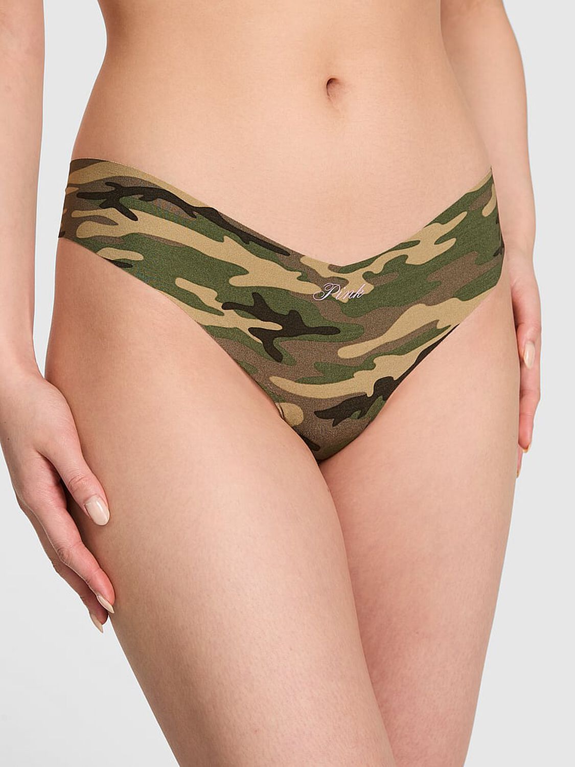 vs Pink No-Show Thong Panty Camo Print 1 of 3 