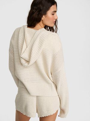 Crochet V-Neck Hoodie