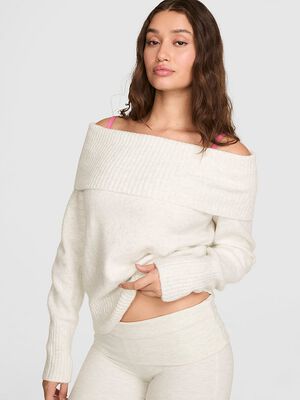 Comfy Girl Oﬀ-The-Shoulder Foldover Sweater