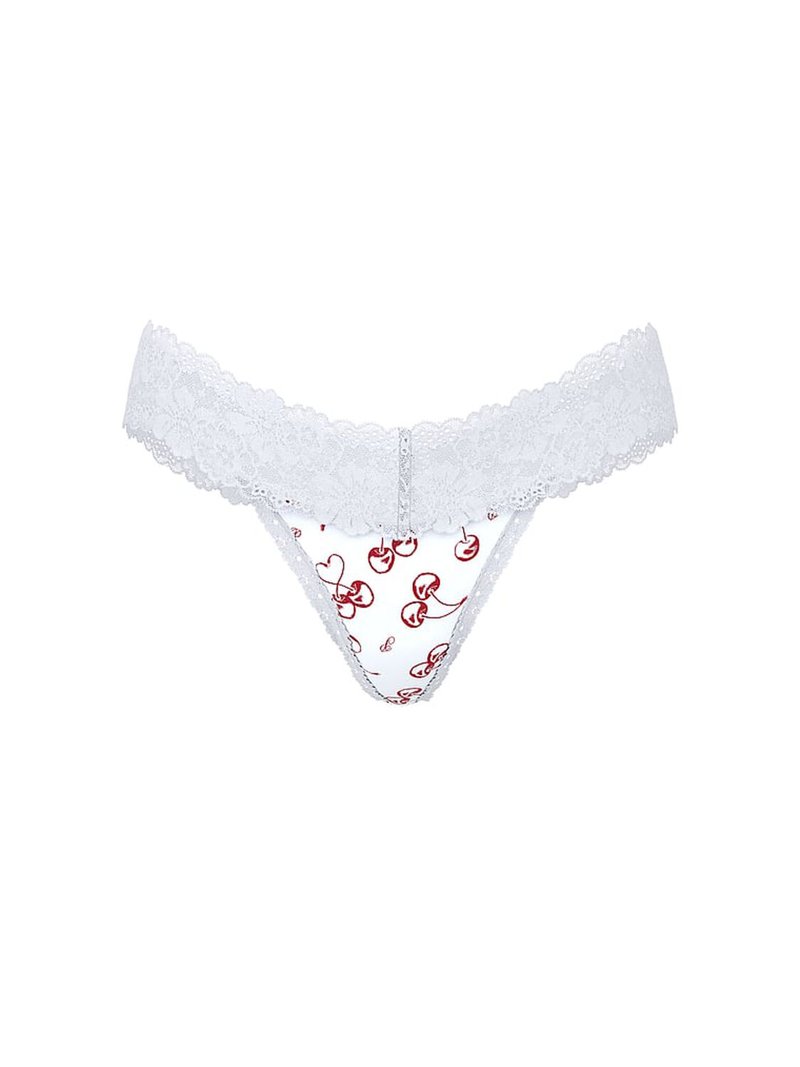 vs Pink Wink Lace-Trim Thong Panty White Cherries 3 of 3 