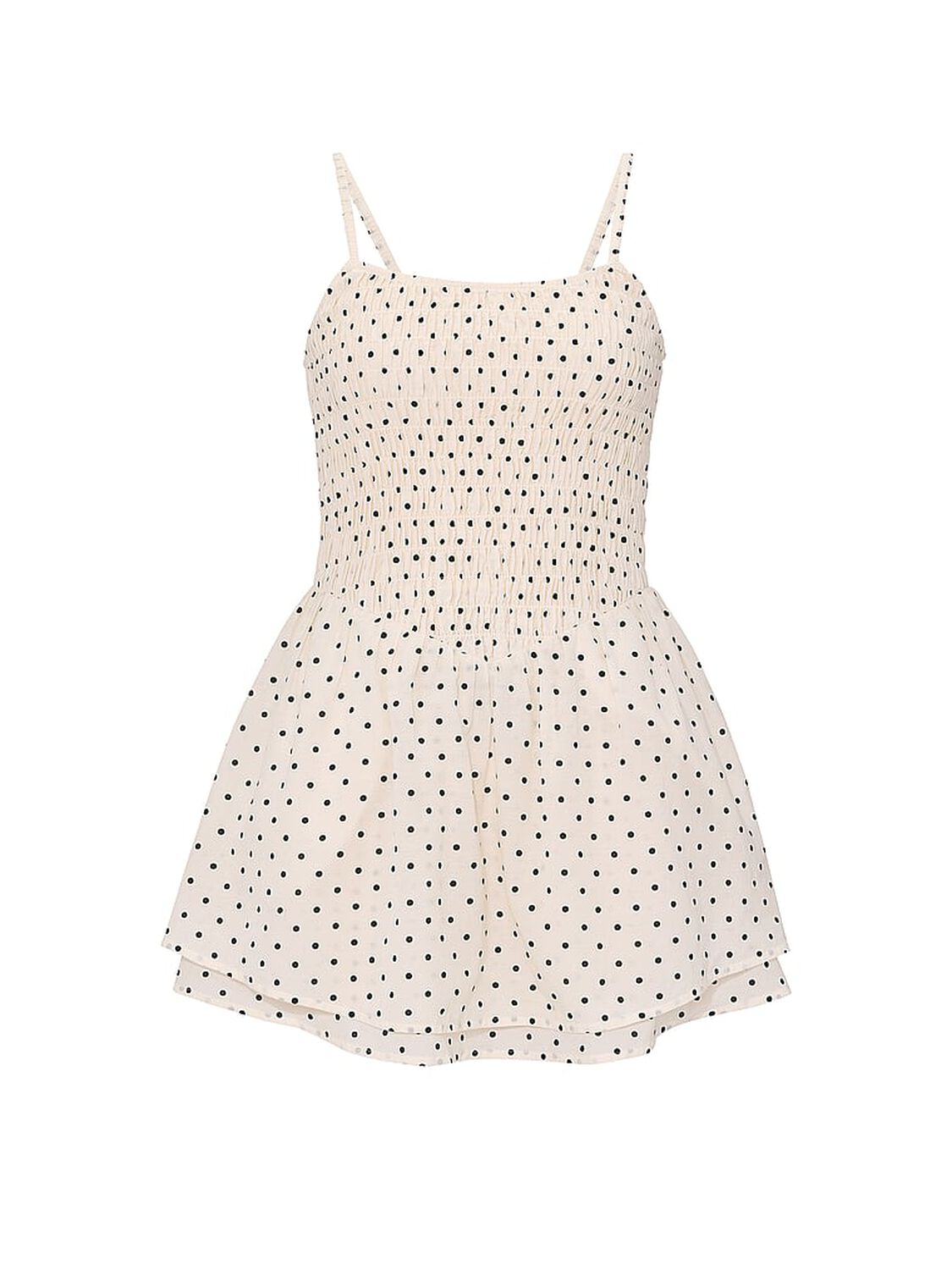 vs Pink Flirty Fit Smocked Mini Dress White Dot 3 of 4 