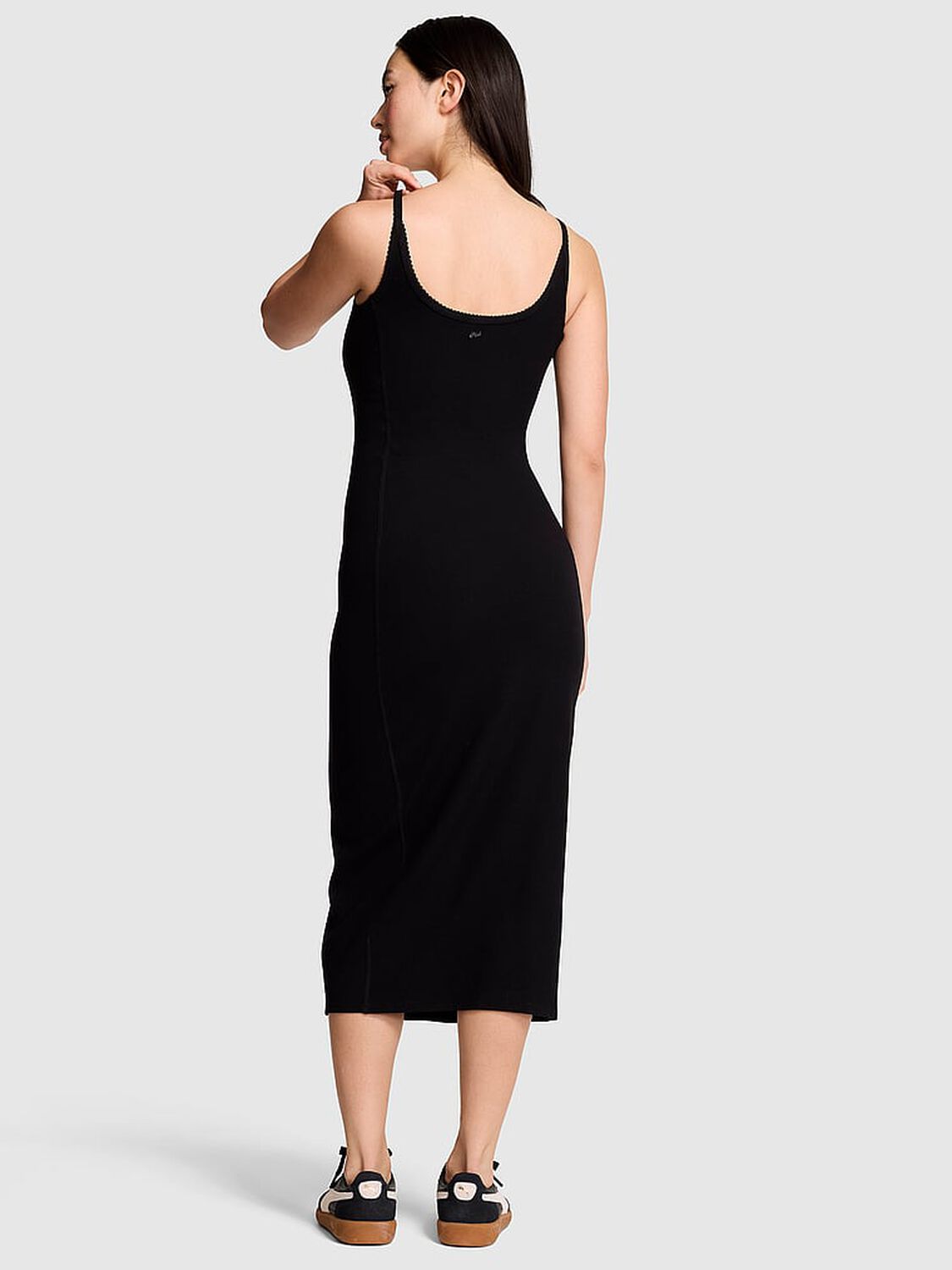 vs Pink All-Day Soft Rib High-Neck Midi Dress Pure Black 2 of 3 
