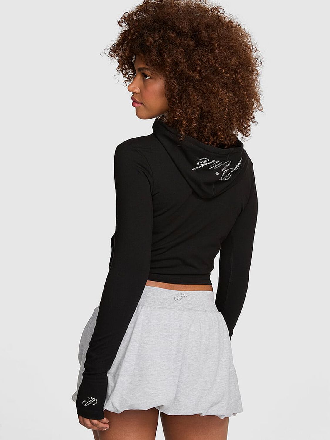 vs Pink All-Day Cotton&trade; Full-Zip Hoodie Pure Black 2 of 3 