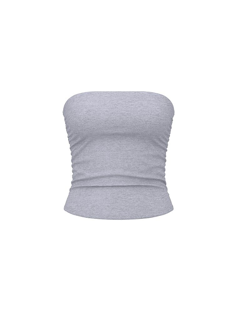 All-Day Cotton™ Side-Ruched Tube Top Medium Heather Grey