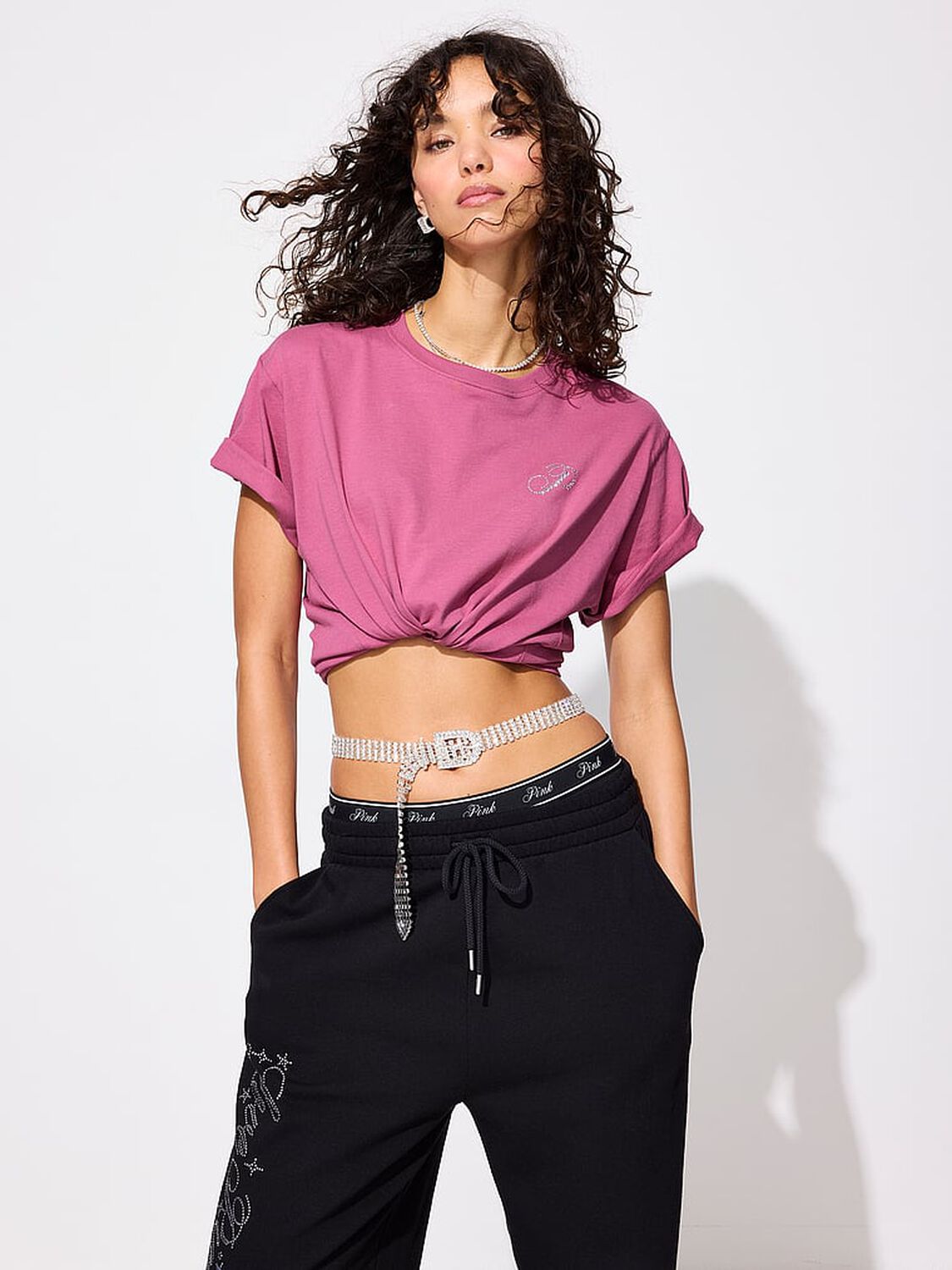 vs Pink Campus Cotton Tee Limited Edition Red Violet Diamante 4 of 4 