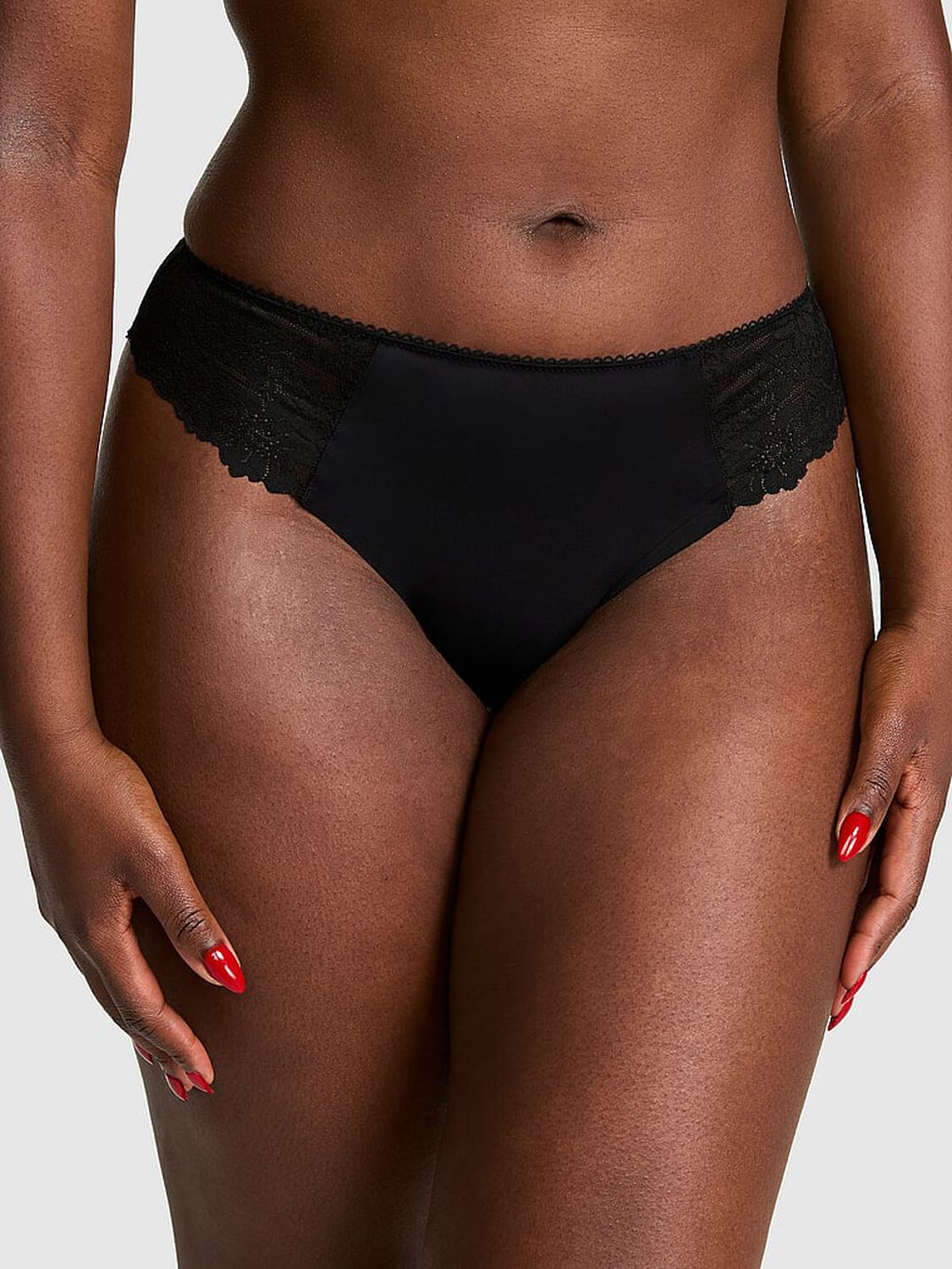 vs Pink No-Show Cheeky Panty Black 1 of 3 