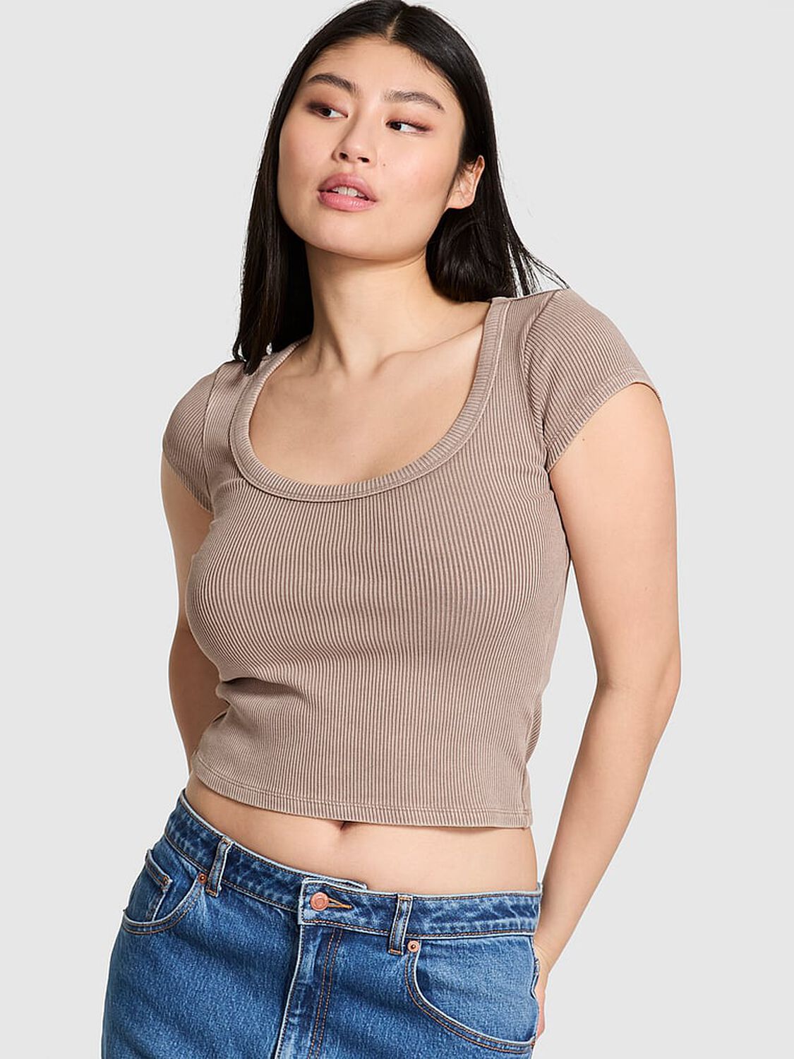 pink Pink Vintage Ribbed Scoop Tee Iced Coffee 1 of 3 