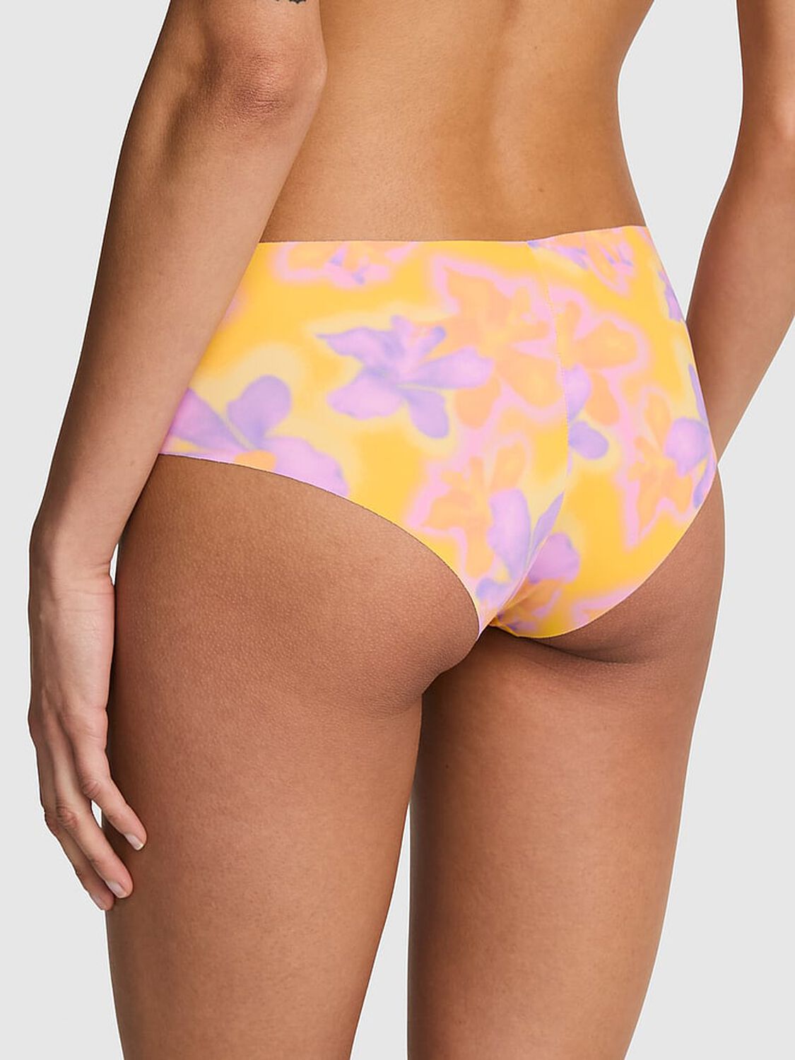 vs Pink No-Show Cheeky Panty Yellow Hibiscus Floral Print 2 of 3 